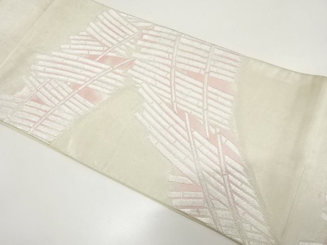 JAPANESE KIMONO / ANTIQUE FUKURO OBI / SILK / WOVEN BAMBOO FENCE